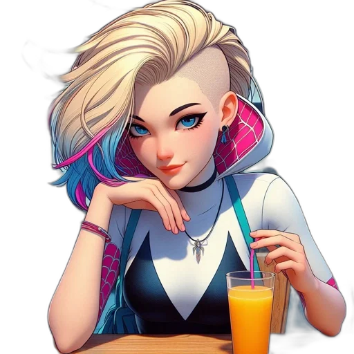 face, staff, robot, jacket, concept art, cyberpunk, cartoon, fantasy art transparent PNG cut-out
