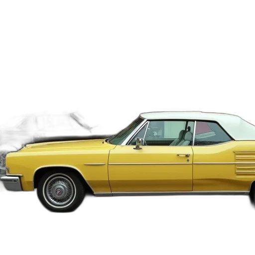 car, photorealistic, 3d render, concept art, golden, vintage, yellow, parked transparent PNG cut-out