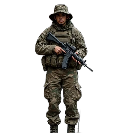 staff, weapon, jacket, face, concept art, pixel art, 3d render, photorealistic transparent PNG cut-out