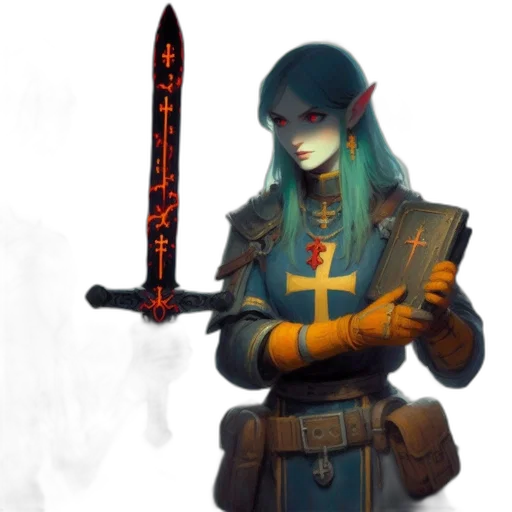 staff, sword, weapon, concept art, fantasy art, pixel art, cyberpunk, dark transparent PNG cut-out