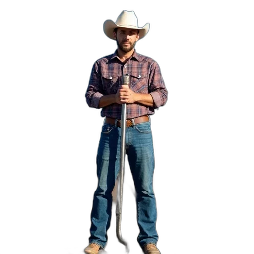 staff, weapon, sword, animal, concept art, man, cowboy, hat transparent PNG cut-out