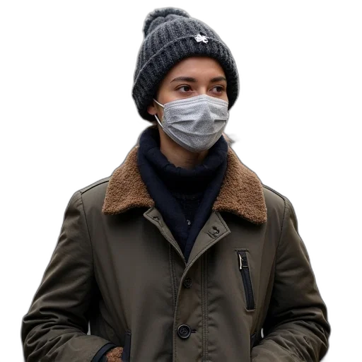 mask, jacket, face, staff transparent PNG cut-out