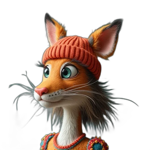 hat, animal, staff, 3d render transparent PNG cut-out