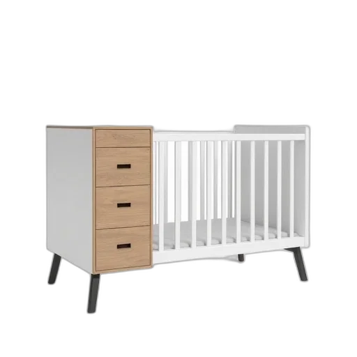 furniture, modern, white, crib, simple, design, wooden, side transparent PNG cut-out