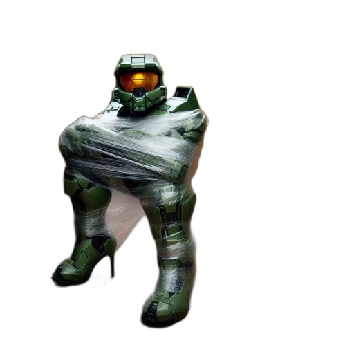 robot, creature, mask, staff, concept art, 3d render, pixel art, cyberpunk transparent PNG cut-out