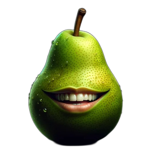 face, staff, animal, food, photorealistic, 3d render, concept art, pear transparent PNG cut-out