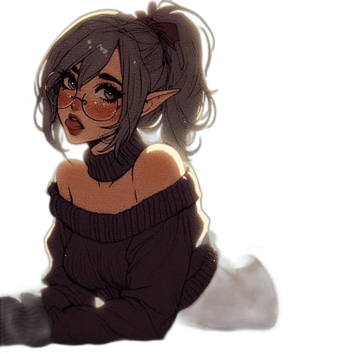 creature, face, hair, dress, watercolor, concept art, anime, pixel art transparent PNG cut-out