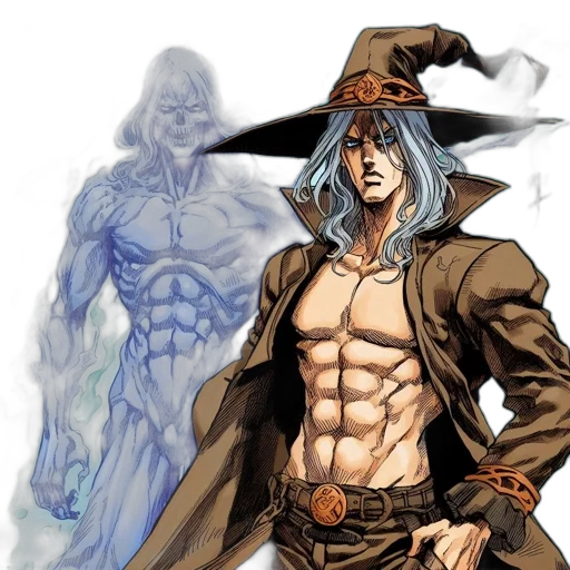 hat, sword, comic book art, concept art, fantasy art, two, anime-style, characters transparent PNG cut-out