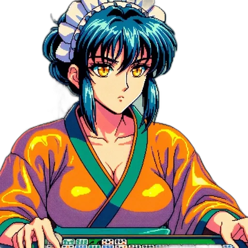 jewelry, staff, weapon, vaporwave, anime, pixel art, cyberpunk, blue transparent PNG cut-out