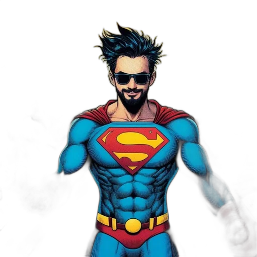 comic book art, cartoon, concept art, 3d render, robot, hammer, bearded, man transparent PNG cut-out