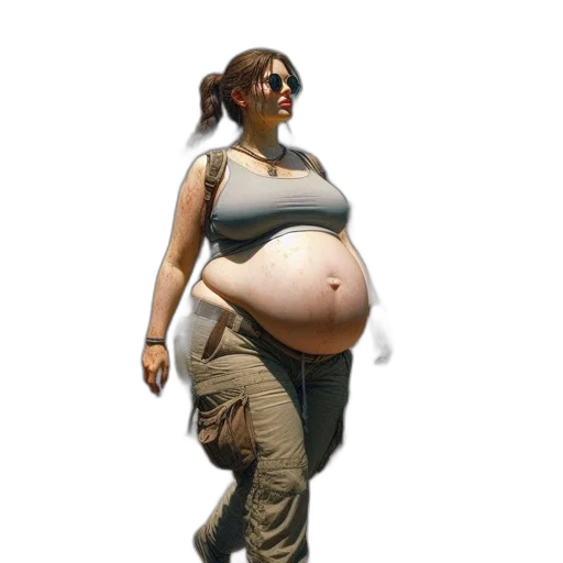 staff, concept art, photorealistic, 3d render, cyberpunk, earth tones, pregnant, woman transparent PNG cut-out