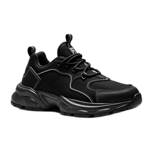 shoes, 3d render, photorealistic, black, chunky, sneaker, white, detailing transparent PNG cut-out