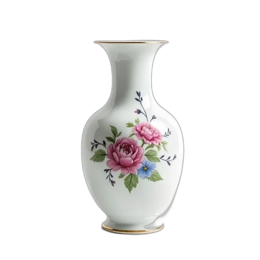 bottle, flower, furniture, photorealistic, 3d render, white, porcelain, vase transparent PNG cut-out