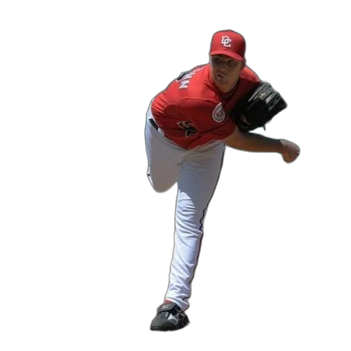 baseball, player, red, uniform, pitching, mound transparent PNG cut-out