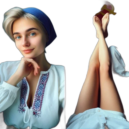 dress, hat, face, shoes, photorealistic, oil painting, concept art, fantasy art transparent PNG cut-out