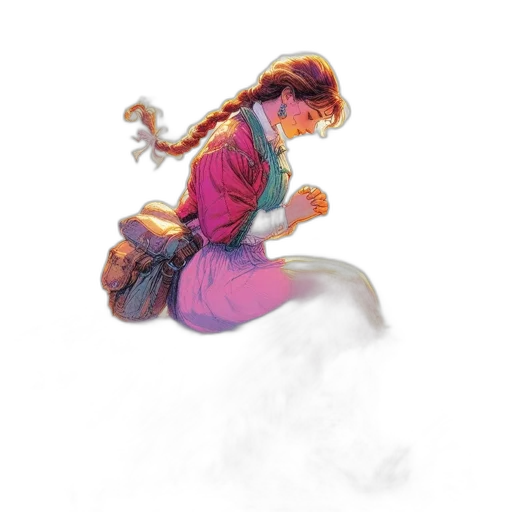 dragon, creature, hair, dress, concept art, fantasy art, watercolor, comic book art transparent PNG cut-out