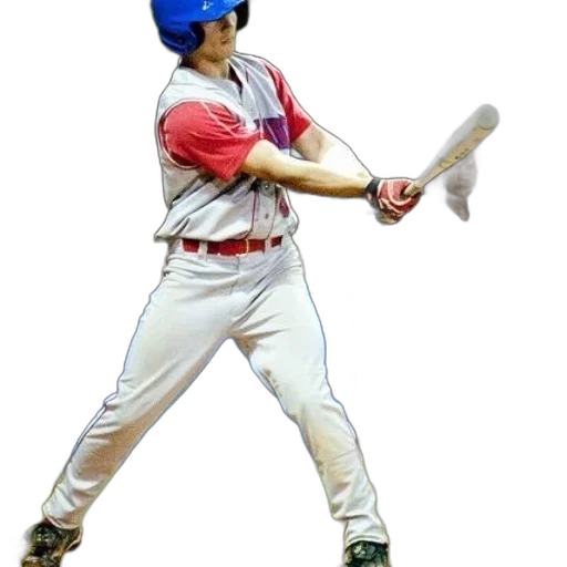 weapon, staff, baseball, player, red, white, uniform, holding transparent PNG cut-out