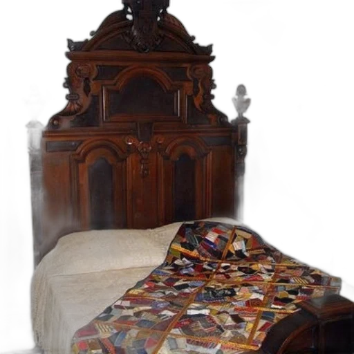 furniture, crown, dress, bed, wooden, headboard, colorful, quilt transparent PNG cut-out