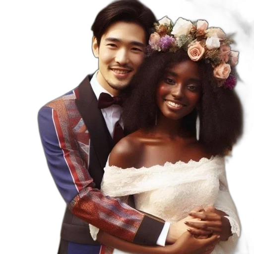 crown, photorealistic, couple, embraces, under, floral, arch, groom transparent PNG cut-out