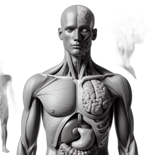 robot, concept art, photorealistic, 3d render, anatomically, accurate, greyscale, illustration transparent PNG cut-out