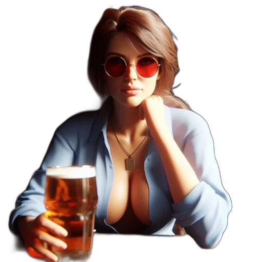 jacket, pixel art, photorealistic, fantasy art, oil painting, rendered, woman, blue transparent PNG cut-out