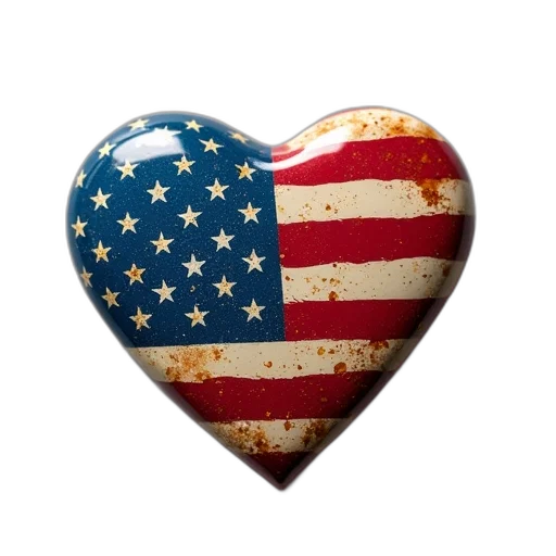 american, flag, heart, button transparent PNG cut-out
