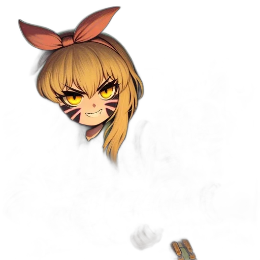 staff, weapon, hair, face, anime, concept art, pixel art, cartoon transparent PNG cut-out