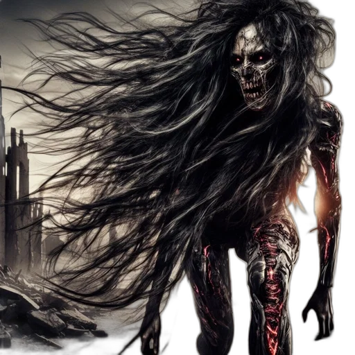 creature, concept art, comic book art, fantasy art, photorealistic, bleak, post-apocalyptic, scene transparent PNG cut-out