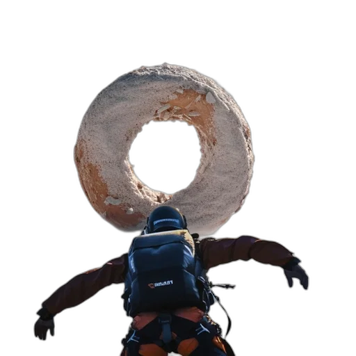 jacket, hat, food, staff, 3d render, concept art, photorealistic, outer space transparent PNG cut-out