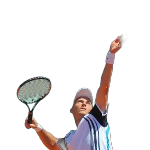 staff, photorealistic, 3d render, pixel art, tennis, player, serves, ball transparent PNG cut-out