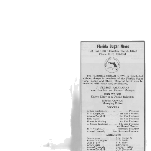 staff, page, florida, sugar, news, various, articles, advertisements transparent PNG cut-out