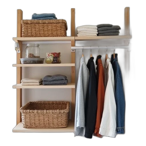 furniture, earth tones, simple, diy, closet, shelving, youtube, organization transparent PNG cut-out