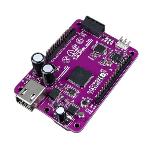 purple, electronic, circuit, board, black, background, has, various transparent PNG cut-out