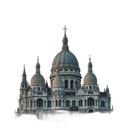 building, crown, concept art, photorealistic, 3d render, pixel art, fog, earth tones transparent PNG cut-out