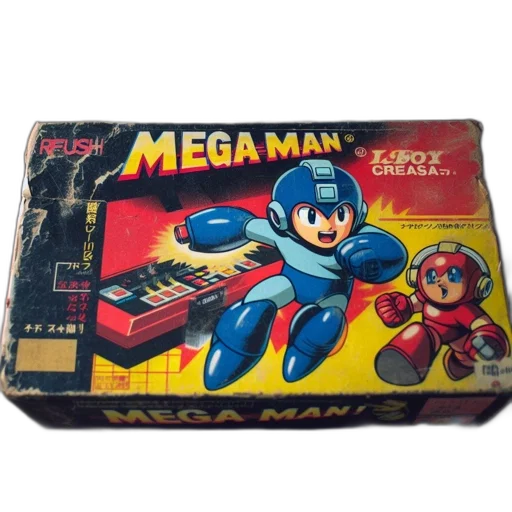 weapon, vintage, video, game, box, displays, mega, man transparent PNG cut-out