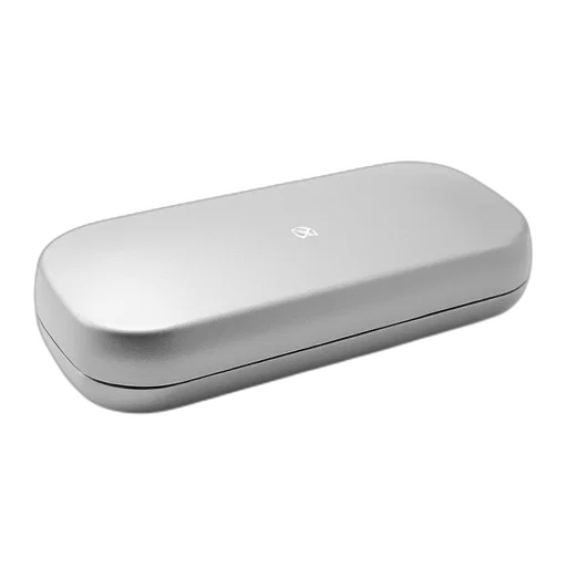 3d render, sleek, modern, silver, eyeglass, case, smooth, surface transparent PNG cut-out