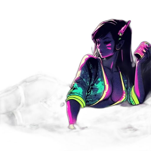 jacket, creature, cyberpunk, concept art, fantasy art, vaporwave, neon lights, outer space transparent PNG cut-out