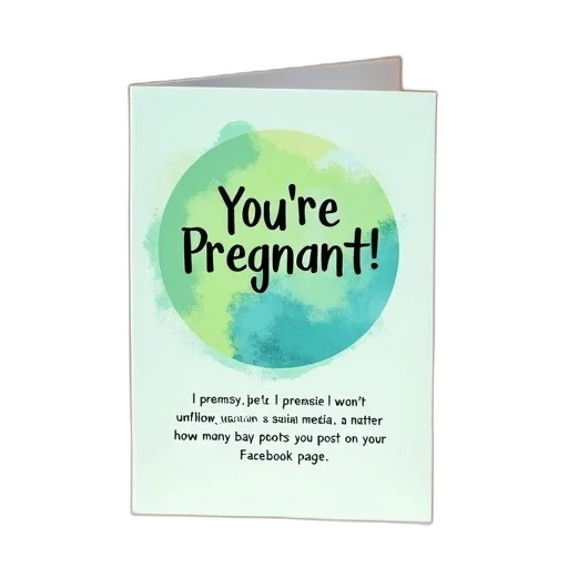 card, green, blue, design, reads, pregnant, playful, tone transparent PNG cut-out