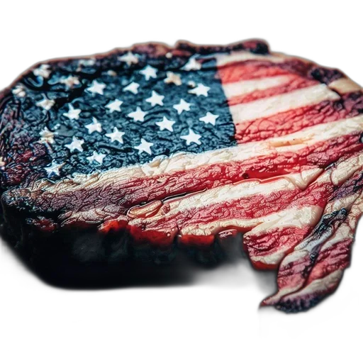 hat, american, flag, design, carved, into, seared, steak transparent PNG cut-out