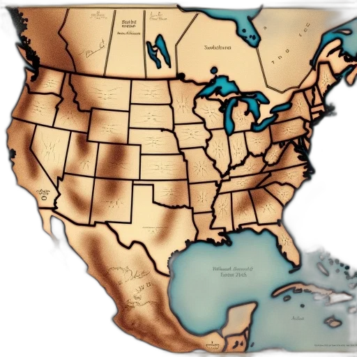 detailed, map, united, states, various, geographical, features, such transparent PNG cut-out
