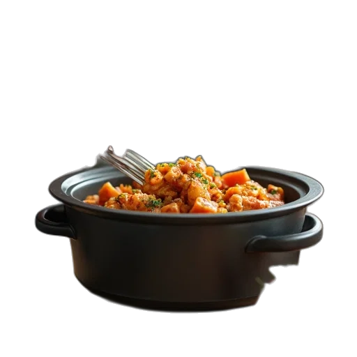 food, 3d render, person, placing, some, crockpot, counter transparent PNG cut-out