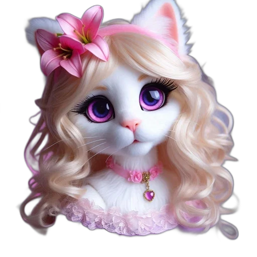 photorealistic, 3d render, fantasy art, cartoon, anthropomorphic, cat, detailed, appearance transparent PNG cut-out