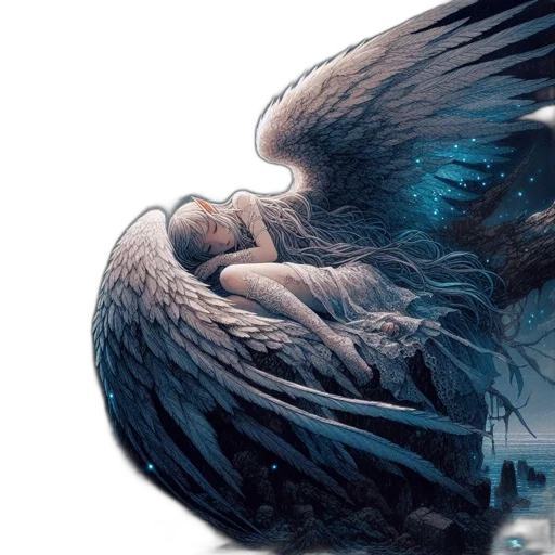 dragon, comic book art, concept art, fantasy art, photorealistic, blue, dark, ethereal transparent PNG cut-out