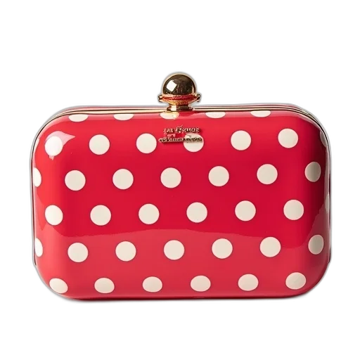 kate, spade, polka, dot, patent, clutch transparent PNG cut-out