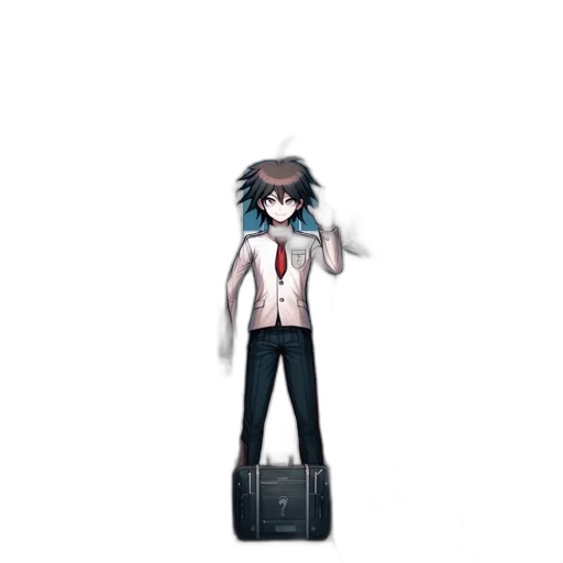staff, robot, creature, jacket, cartoon, concept art, pixel art, 3d render transparent PNG cut-out