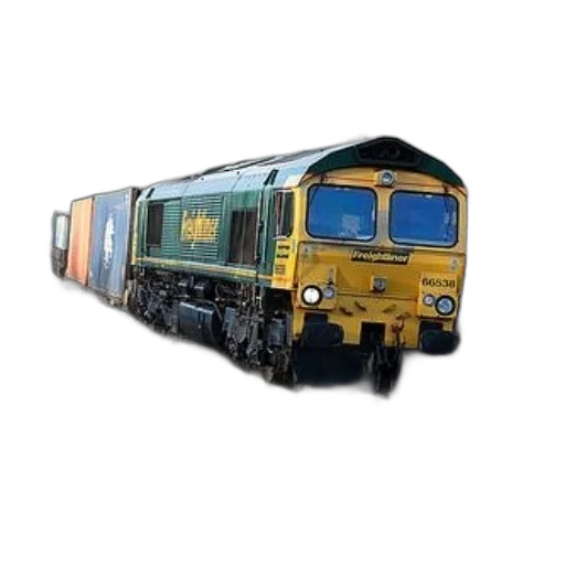 weapon, photorealistic, 3d render, yellow, green, train, word, freightliner transparent PNG cut-out