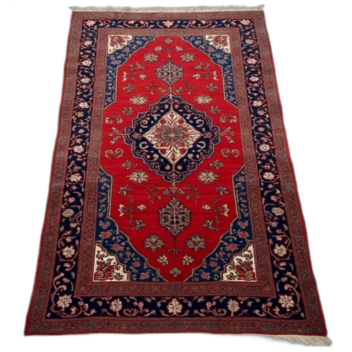 persian, rug, intricate, patterns, rich, red, blue, color transparent PNG cut-out