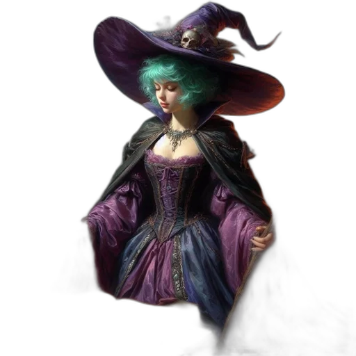hat, dress, staff, mask, concept art, fantasy art, photorealistic, 3d render transparent PNG cut-out
