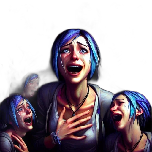 face, concept art, comic book art, photorealistic, anime, neon lights, blue, collage transparent PNG cut-out