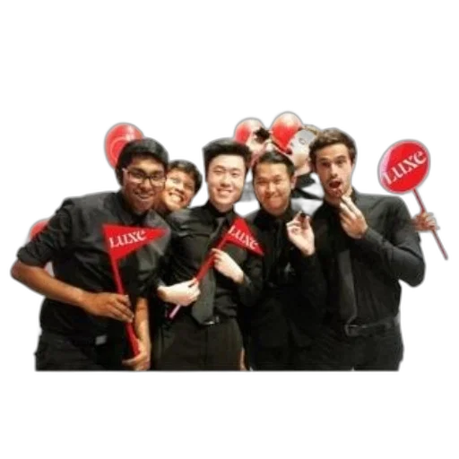 staff, group, men, black, attire, hold, red, flags transparent PNG cut-out